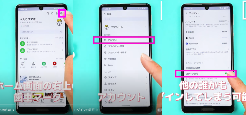 ログインの許可